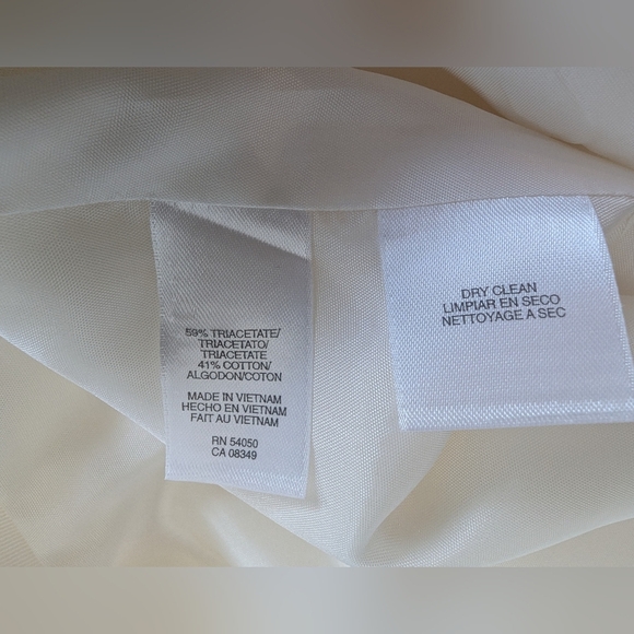 Anne Klein Chic Colllarless Ivory Button-Up Jacket With Bracelet Sleeves Size 16 - Picture 16 of 17